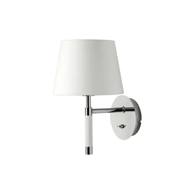 Coati Wall Lamp - White - 1 - Modern pendant lamp, sleek design, minimalist style, white lampshade, cylindrical base, chrome