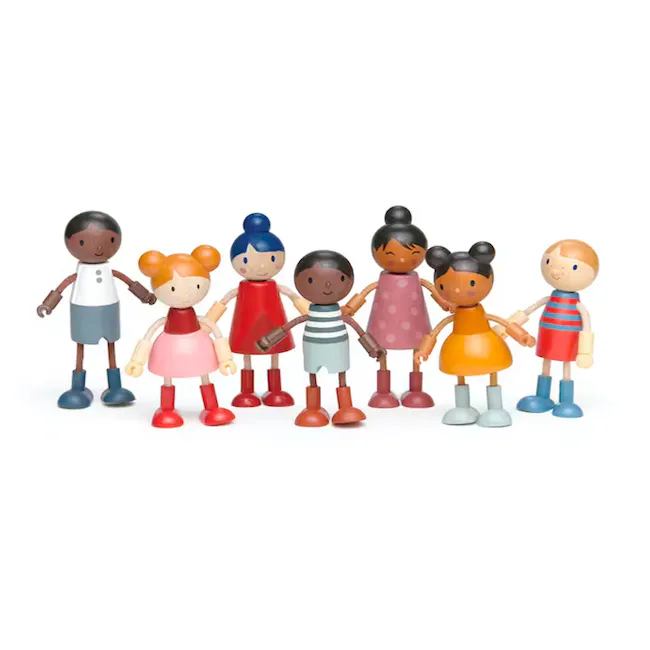 Tender Leaf Doll House - Doll Family - 6 - Colorful, cartoon-style dolls representing diverse children, Various ethnicities