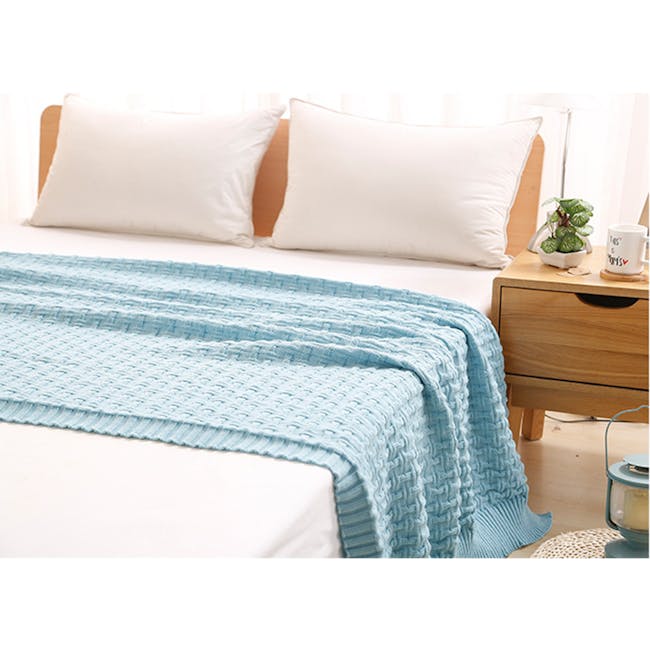 Camille Knitted Throw Blanket 110 x 175 cm - Sky Blue - 1