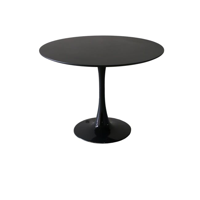 Carmen Round Dining Table 1m in Black with 4 Floris Chairs in Black - 2
