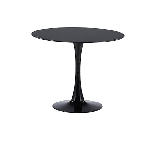 Carmen Round Dining Table 1m in Black with 4 Floris Chairs in Black - 3