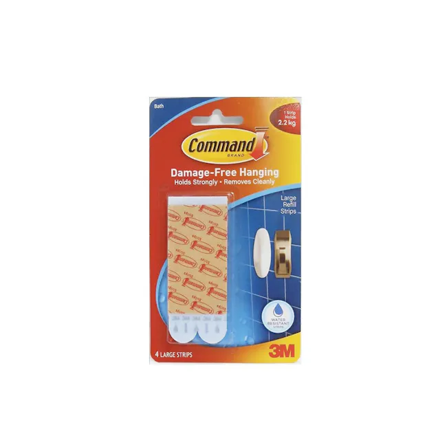 Command™ Water Resistant Strips - 1 - Damage-free hanging strips, hold strongly, remove cleanly, large refill strips