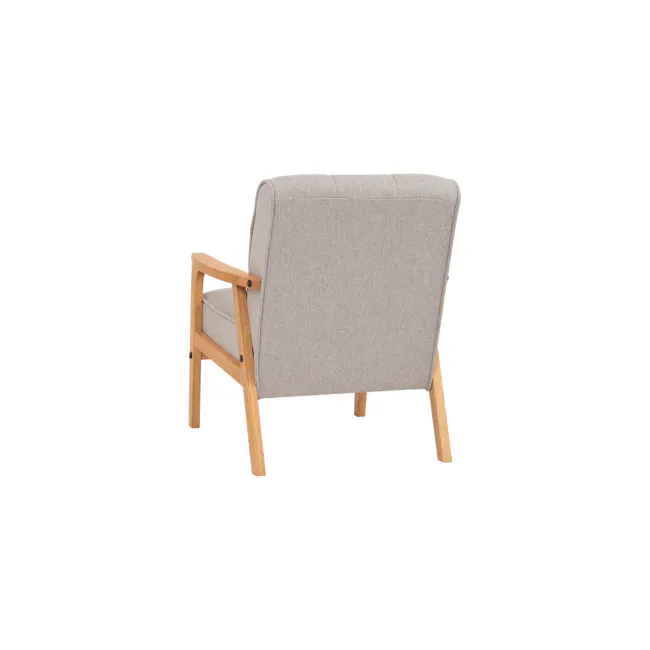 Tucson 3 Seater Sofa with Tucson Armchair - Natural, Dolphin Grey (Fabric) - 12 - Light gray upholstered chair, wooden