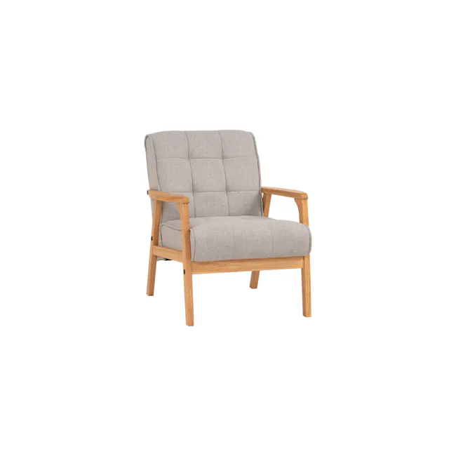 Tucson 3 Seater Sofa with Tucson Armchair - Natural, Dolphin Grey (Fabric) - 13 - Light gray upholstered armchair, light