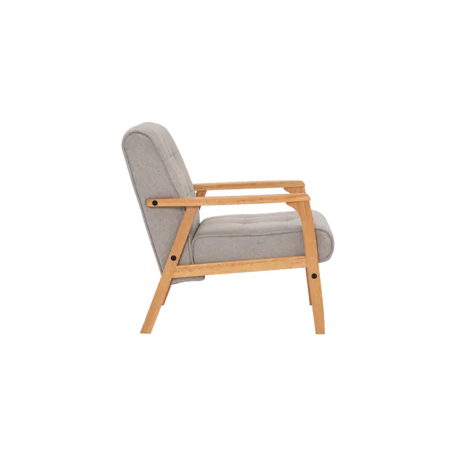 Tucson 3 Seater Sofa with Tucson Armchair - Natural, Dolphin Grey (Fabric) - 15 - modern wooden chair, light gray fabric
