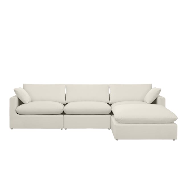 Russell 4 Seater Sofa with Ottoman - Oat (Eco Clean Fabric) - 0