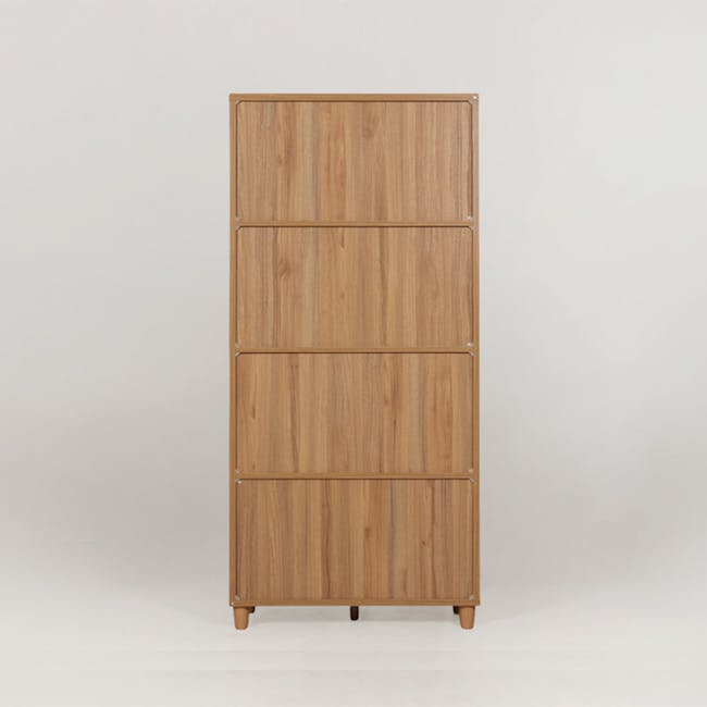 Jael Tall Cabinet with 4 Textured Glass Doors 0.8m - Oak - 6
