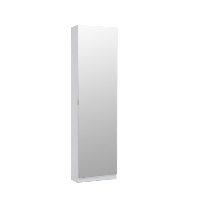 (As-is) Lina Mirror Tall Shoe Cabinet - White - 6 - 10