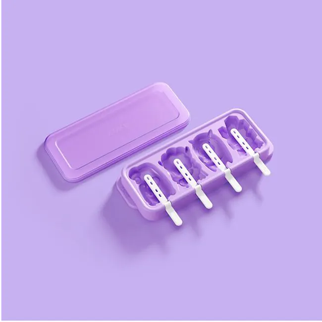 Zoku Monster Ice Pop Mold - 7 - Purple silicone ice cube tray set, Elegant silicone ice tray, Compact silicone ice tray
