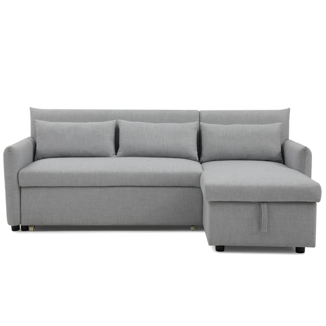 Asher L-Shaped Storage Sofa Bed - Dove Grey - 0