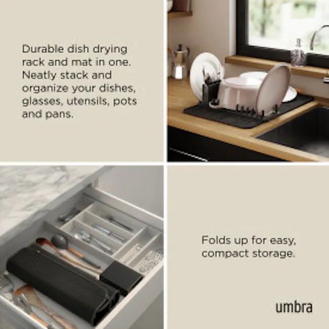 Udry Ultra Dish Rack & Drying Mat - Black - 10