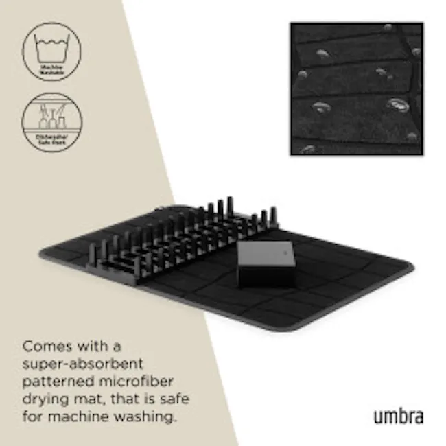 Udry Ultra Dish Rack & Drying Mat - Black - 11