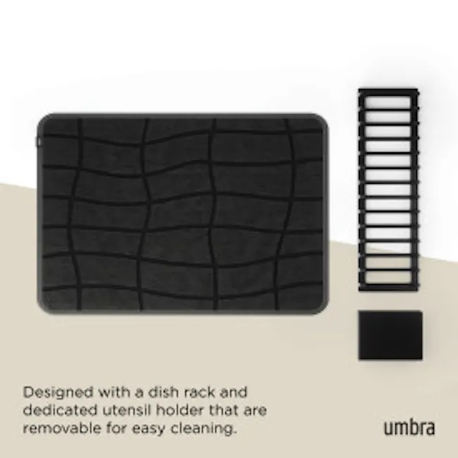 Udry Ultra Dish Rack & Drying Mat - Black - 12