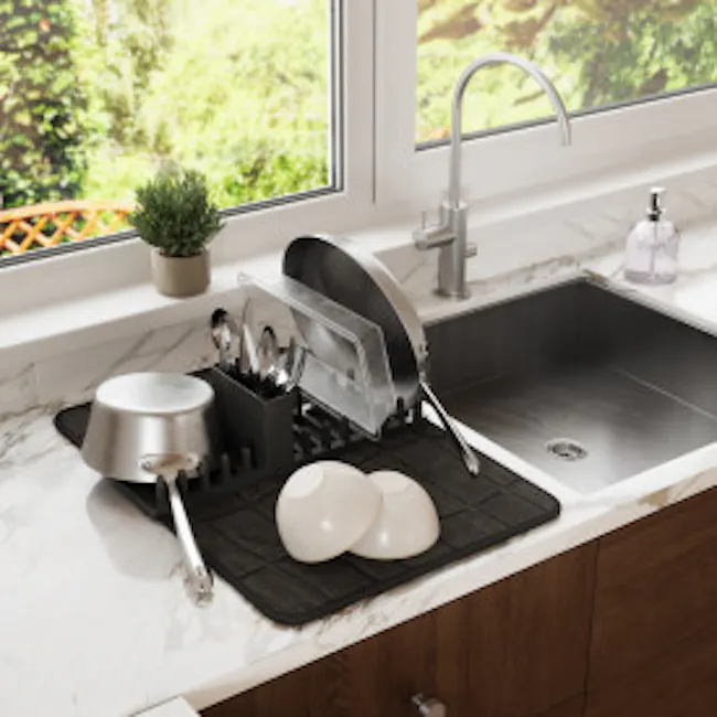 Udry Ultra Dish Rack & Drying Mat - Black - 14