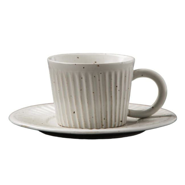 Koa Ceramic Espresso Cup & Saucer - Stripes White - 0