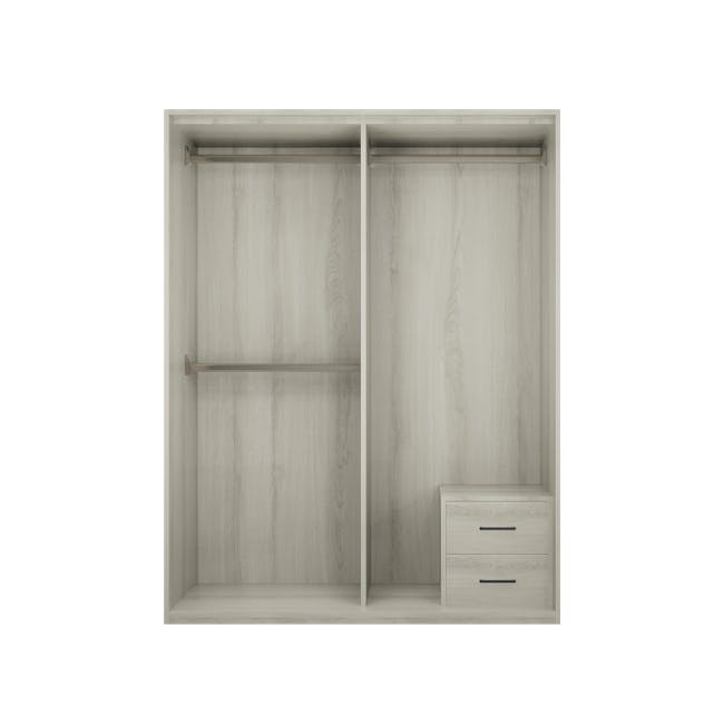 Lorren Sliding Door Wardrobe 2 with Glass Panel - Matte White, White Oak - 1
