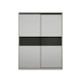 Lorren Sliding Door Wardrobe 2 with Glass Panel - Matte White, White Oak - 0
