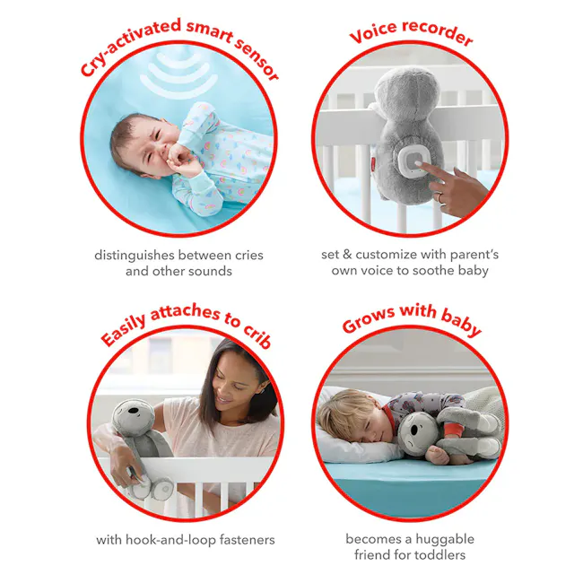 Skip Hop Cry Activated Soother - Sloth - 3 - cry-activated smart sensor, sets & customizes with parent's own voice to soothe