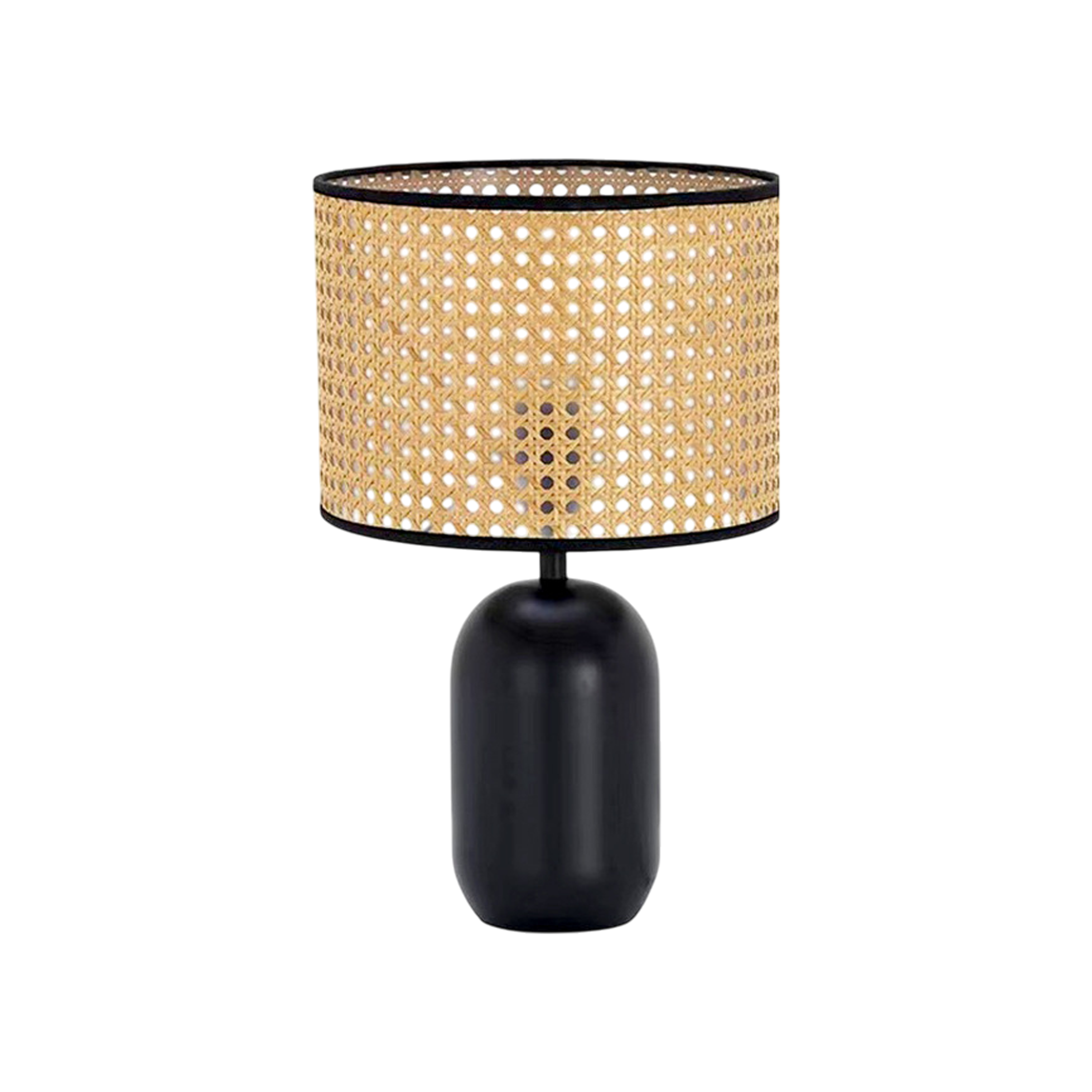 Kaia Wicker Shade Table Lamp - Black