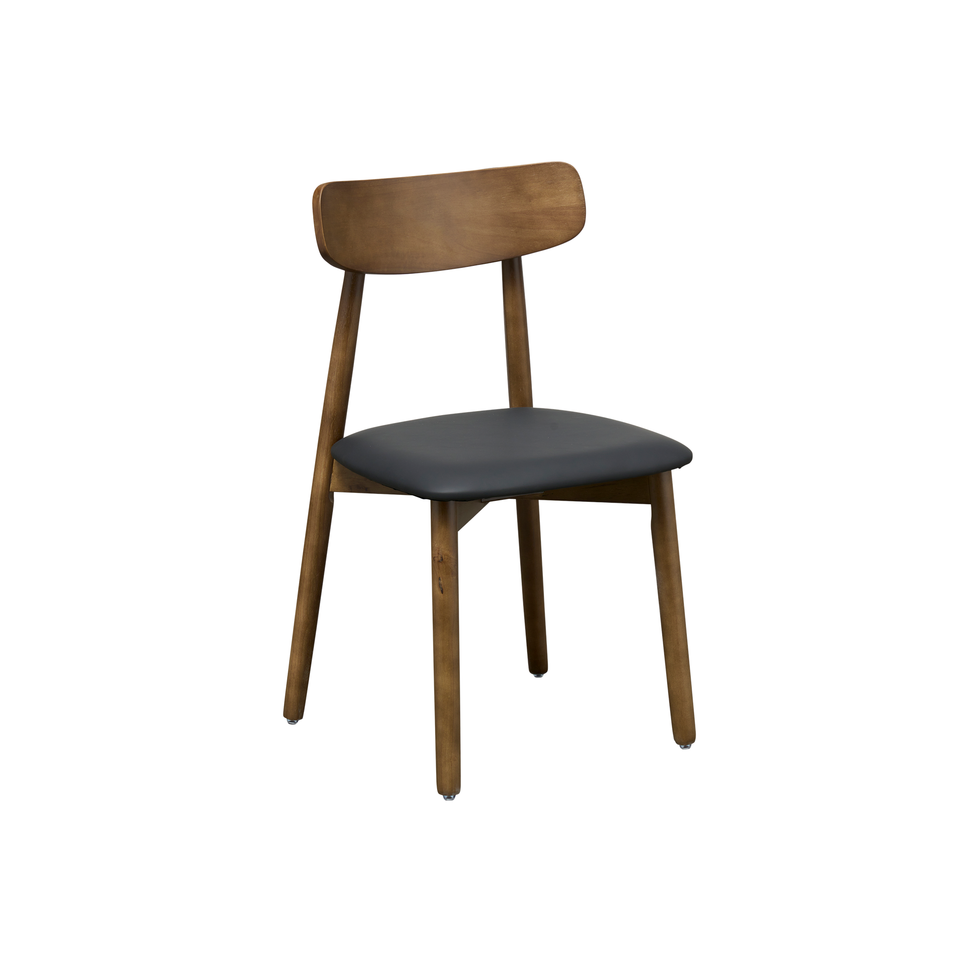 Lowell Dining Chair - Walnut, Black (Faux Leather)