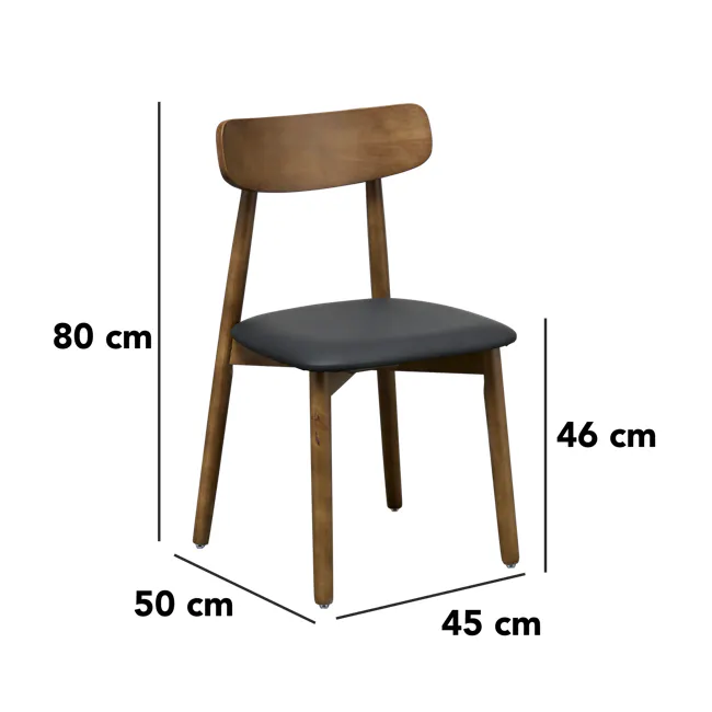 Lowell Dining Chair - Walnut, Black (Faux Leather) - 10