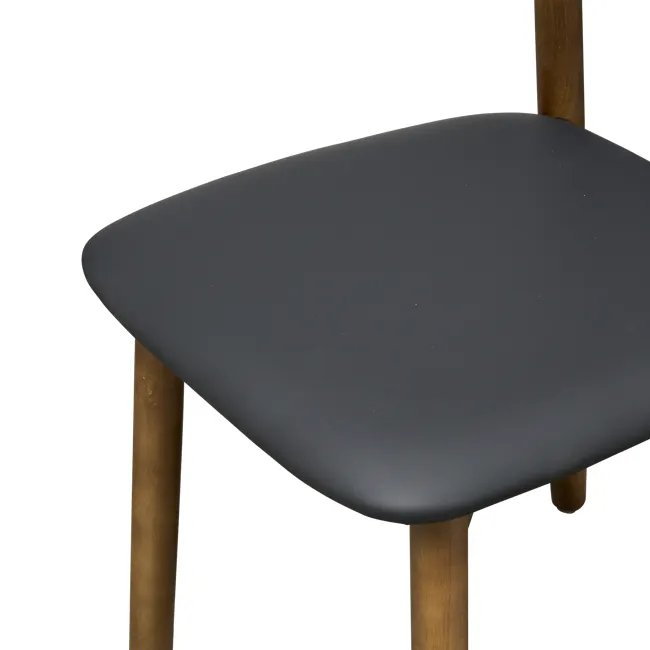 Lowell Dining Chair - Walnut, Black (Faux Leather) - 3