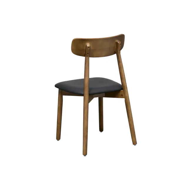 Lowell Dining Chair - Walnut, Black (Faux Leather) - 4