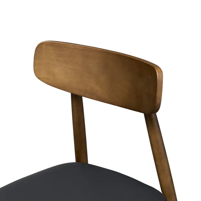 Lowell Dining Chair - Walnut, Black (Faux Leather) - 7