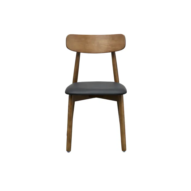 Lowell Dining Chair - Walnut, Black (Faux Leather) - 5
