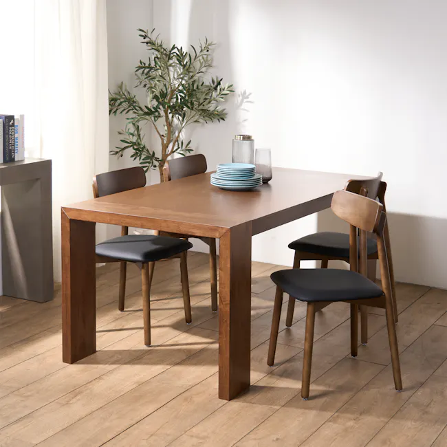 Lowell Dining Chair - Walnut, Black (Faux Leather) - 9