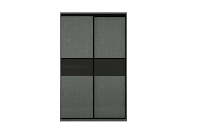 Lorren Sliding Door Wardrobe 1 with Glass Panel - Graphite Linen - 7