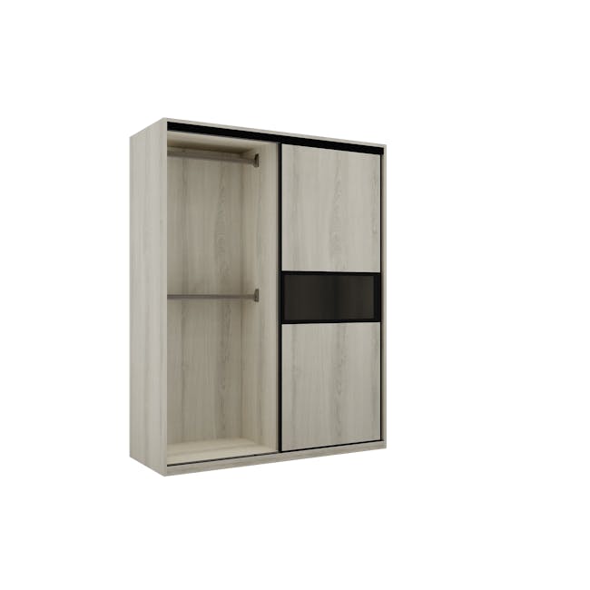 Lorren Sliding Door Wardrobe 3 with Glass Panel - White Oak - 6