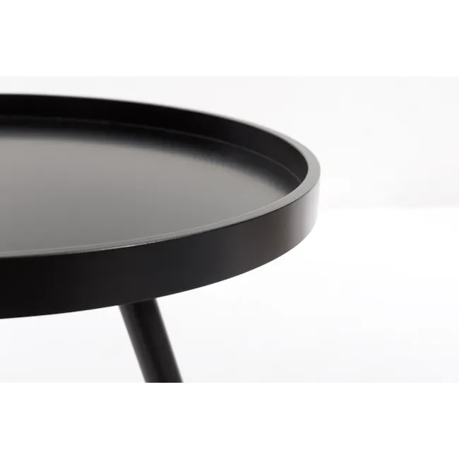 Innis Side Table - Black, Natural - 5 - Round table, minimalist design, black finish, sleek surface, modern aesthetic