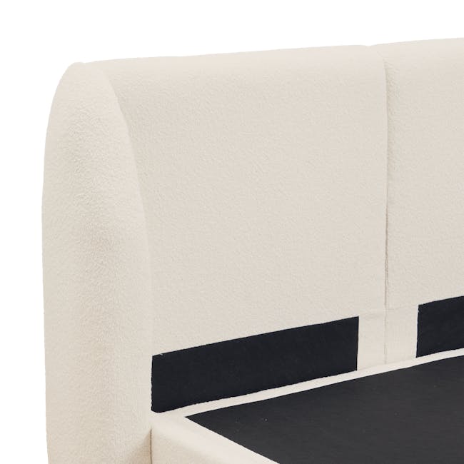 Nova King Storage Bed - Beige Boucle - 11 - Cream-colored, plush, soft, textured, fabric, comforter, cozy, inviting