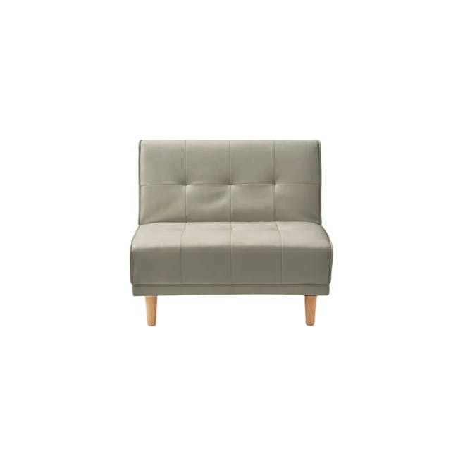 Candice 1 Seater Sofa Bed - Grey (Faux Leather) - 1 - Modern tufted gray sofa, minimalist design, cushioned seat, wooden