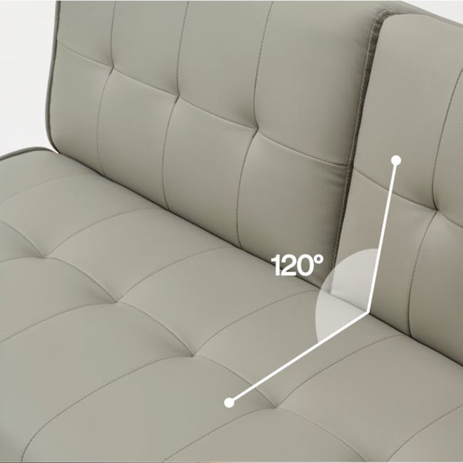 Candice 1 Seater Sofa Bed - Grey (Faux Leather) - 6 - Comfortable, modern sofa with tufted design, Sleek and elegant