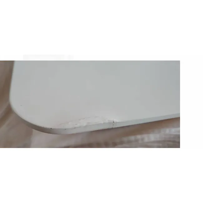 (As-is) Charmant Dining Table 1.4m - Natural, White - 8 - 4 - White toilet bowl, visible damage, cracked surface, peeling