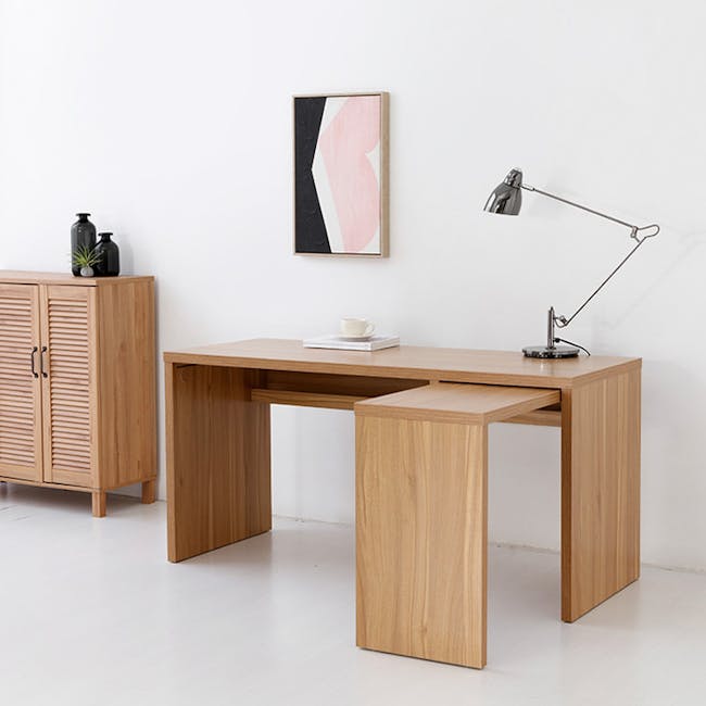 Fikk Adjustable Corner Study Table - Oak - 4