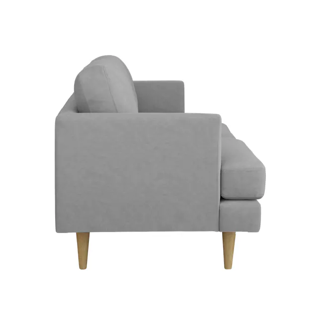 Soma 3 Seater Sofa - Grey (Scratch Resistant) - 9 - Grey upholstered armchair, wooden legs, minimalist design, soft fabric