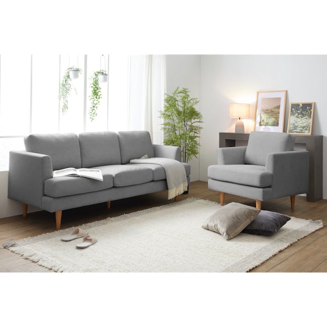 Soma 3 Seater Sofa with Soma 2 Seater Sofa - Grey (Scratch Resistant) - 1
