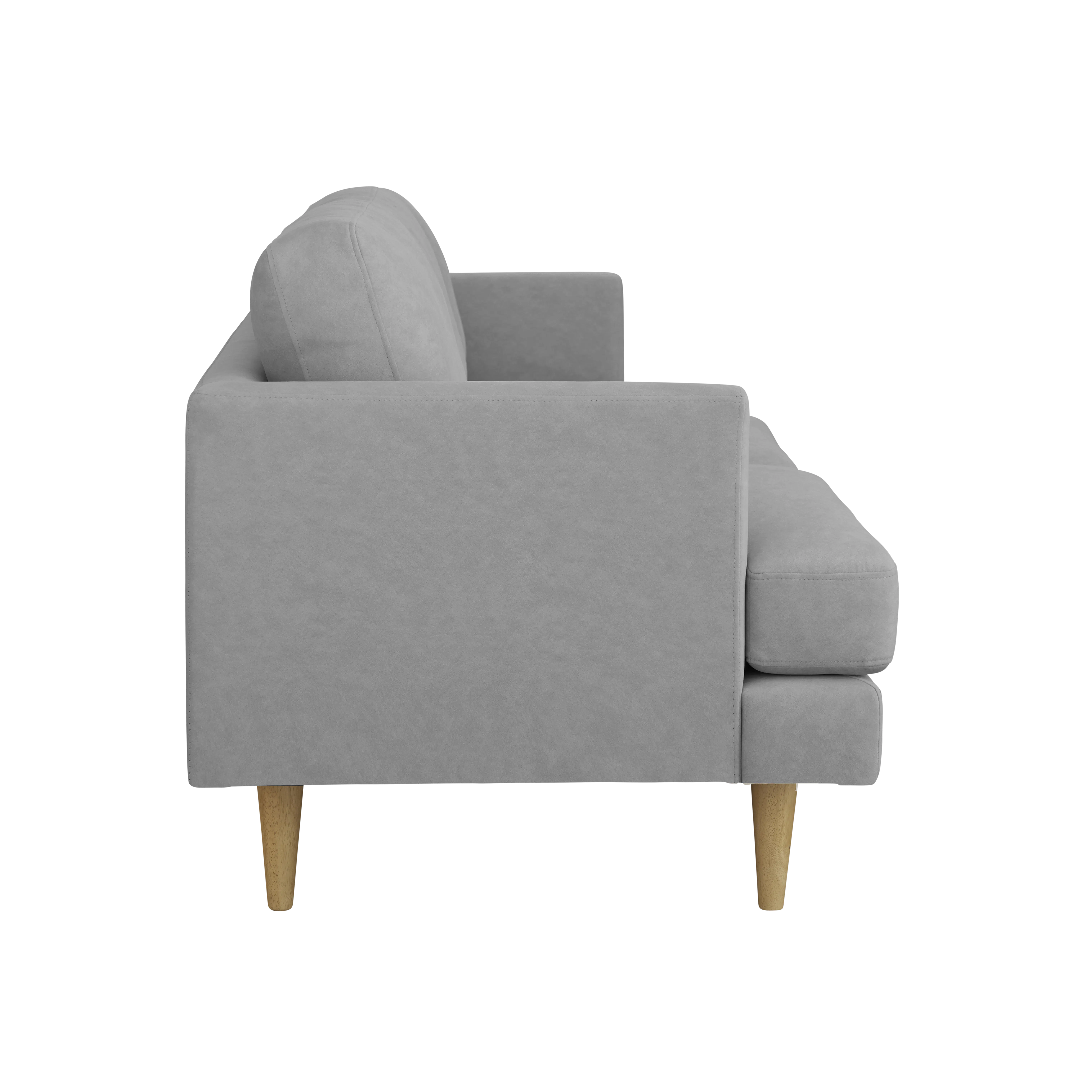 Soma 3 Seater Sofa with Soma 2 Seater Sofa - Grey (Scratch Resistant) - 9 - Grey upholstered armchair, wooden legs
