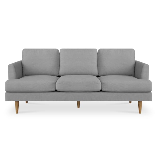 Soma 3 Seater Sofa with Soma Armchair - Grey (Scratch Resistant) - 4 - Grey upholstered sectional sofa, modern design
