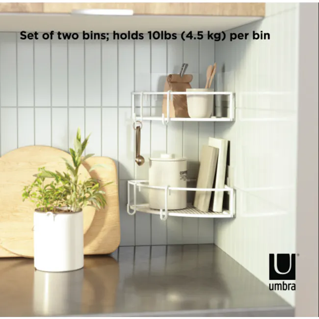 Cubiko Corner Bins (Set of 2) - White - 3