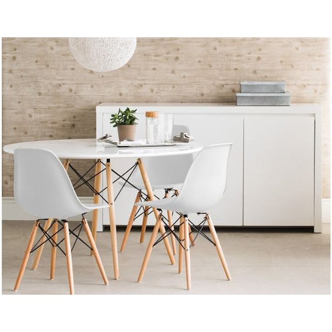 Oslo Chair - Natural, White - 5 - modern dining room, minimalist design, contemporary furniture, white round table, wooden