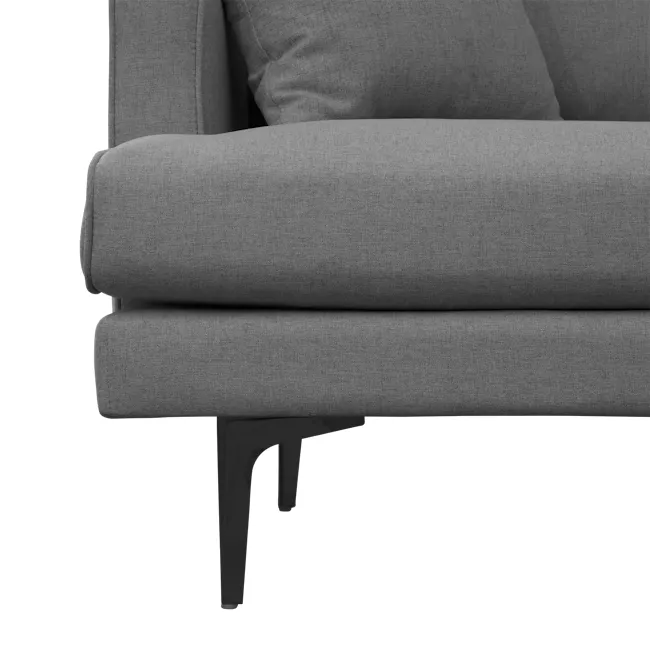 Declan L-Shaped Sofa - Black, Charcoal Grey - 24 - Modern gray upholstered chair, sleek design, comfortable seating, high