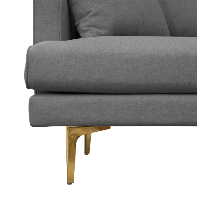 Declan L-Shaped Sofa - Black, Charcoal Grey - 26 - Grey upholstered armchair, modern design, textured fabric, plush