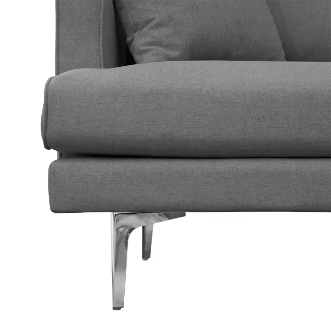Declan L-Shaped Sofa - Black, Charcoal Grey - 25 - Grey upholstered chair, modern design, textured fabric, sleek armrests