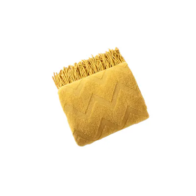 Hikari Chevron Knitted Throw - Mustard