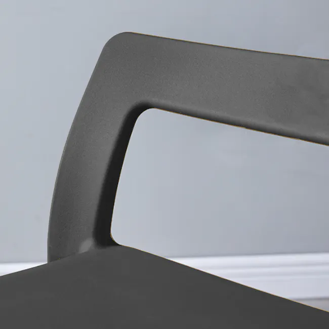 Lance Stackable Stool - Black - 2 - Modern minimalist chair, sleek design, dark gray upholstery, ergonomic support, curved