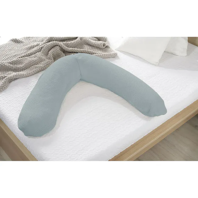 Theraline The Original Maternity and Nursing Pillow - Misty Blue Fine Knit - 2 - Soft, cushioned, ergonomic, padded